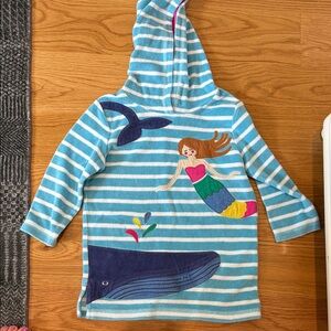 Mini Boden Striped Coverup with Mermaid and Whale
